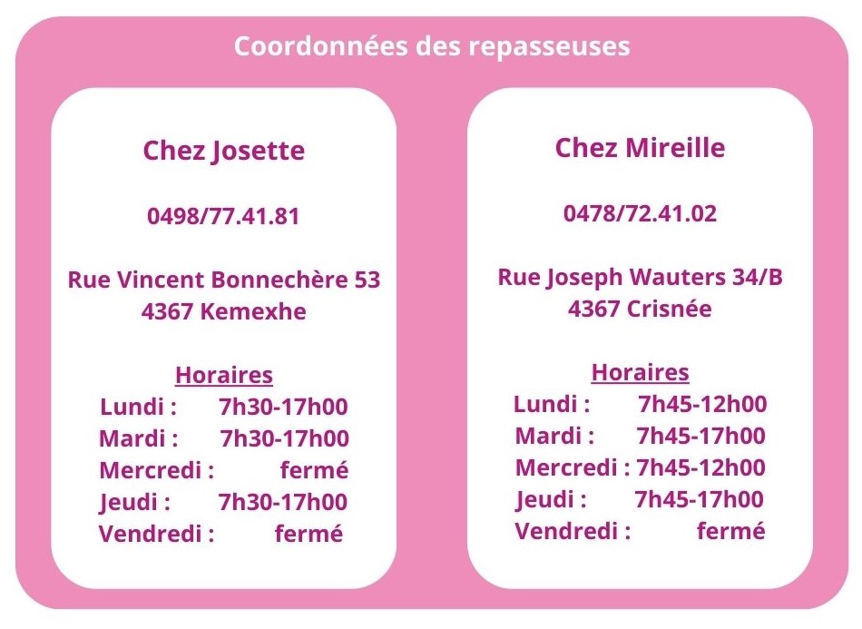 Coordonnées de repasseuses