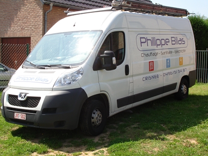 Photo de la camionnette de travail de Philippe Bilas qui est chauffagiste