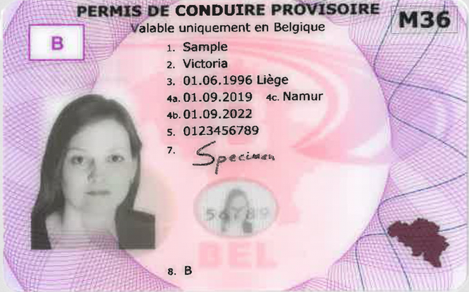 illustration d'un permis de conduire provisoire belge